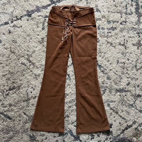 Vintage Brown Belted Flare Pants - Picture 1 of 3